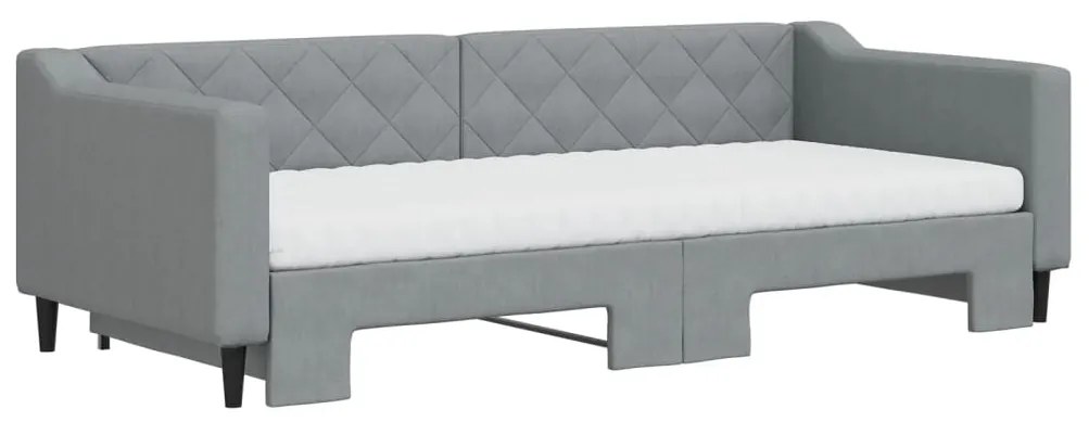Sofá-cama c/ gavetão e colchões 90x200 cm tecido cinzento-claro