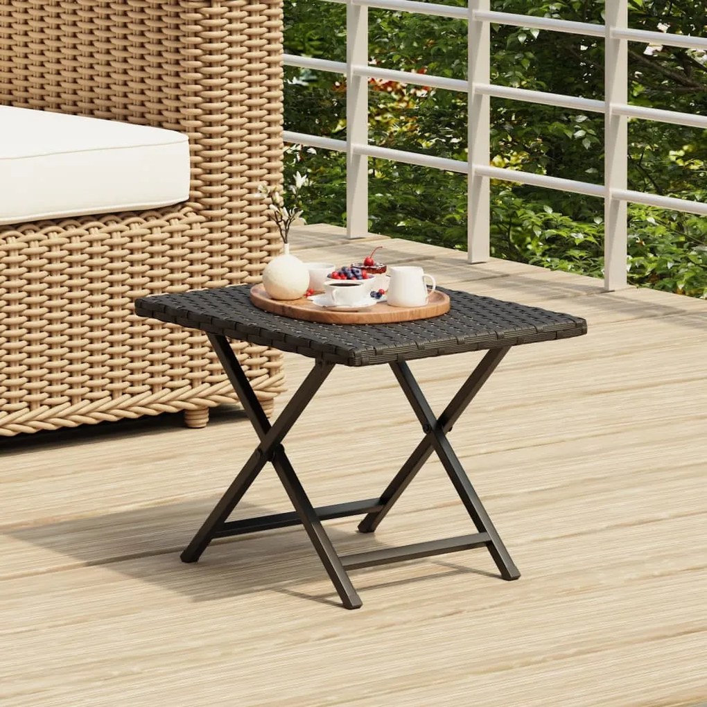 vidaXL Mesa dobrável 45x35x32 cm vime PE preto
