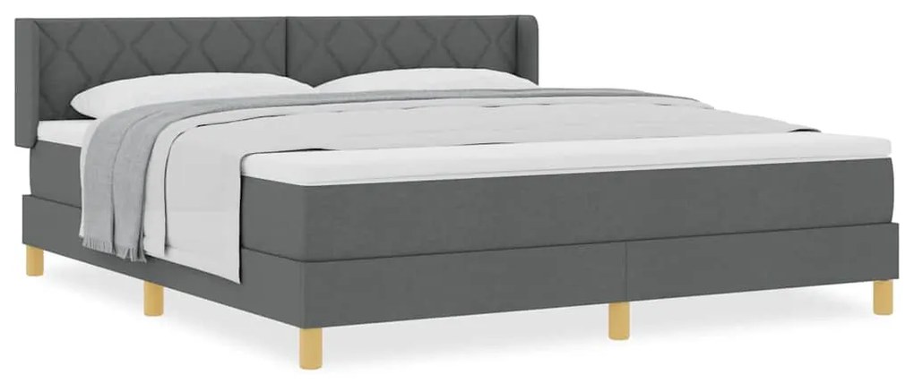 Cama Box com Colchão Cinza Escuro, 180 x 200 cm, Tecido.