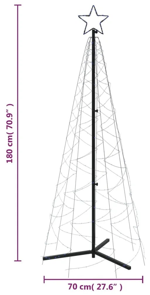 Árvore de Natal em cone 200 luzes LED 70x180 cm azul