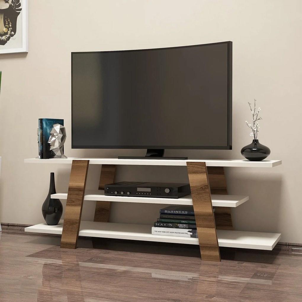 ****  
Móvel TV Flower – Nogueira e Creme – 120x42x33,6 cm

**