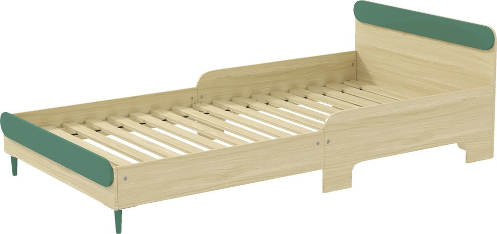 Cama Infantil Baixa, 194,8 x 103 x 60,5 cm (COLCHÃO NÃO INCLUIDO) , Barreiras de Segurança, Verde