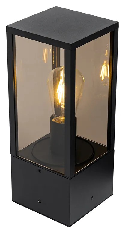Candeeiro de pé exterior preto com vidro fumê 40 cm IP44 - Charlois Moderno