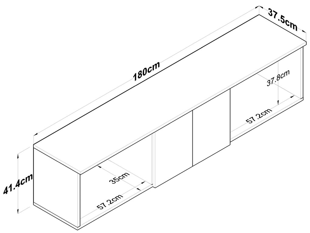 Prateleira de Parede EA114 – Nogueira e Branco – 180x41,4x37,5 cm