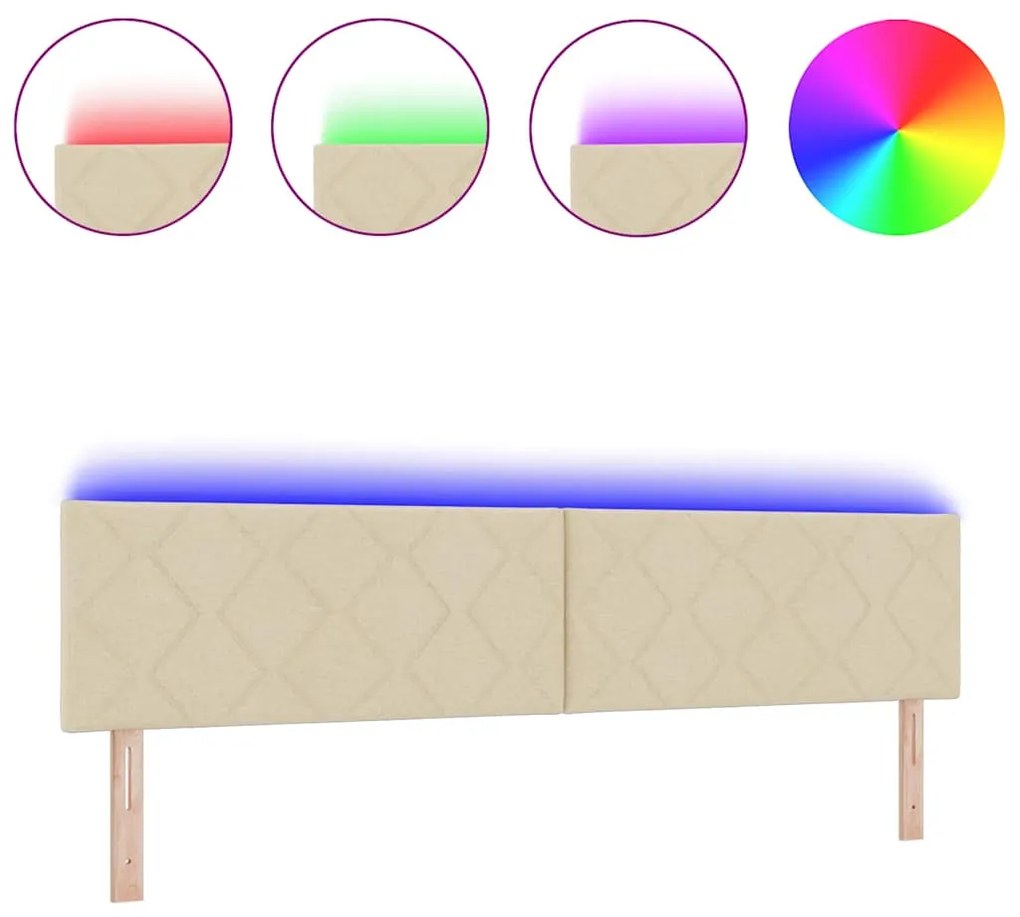 Cabeceira LED vidaXL Design Blocos de Diamante Creme 200 cm Tecido