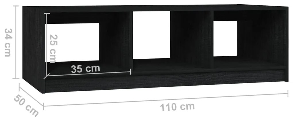 Mesa de centro 110x50x34 cm madeira de pinho maciça preto
