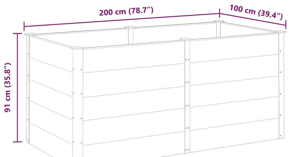 Canteiro elevado de jardim 200x100x91 cm WPC cinzento
