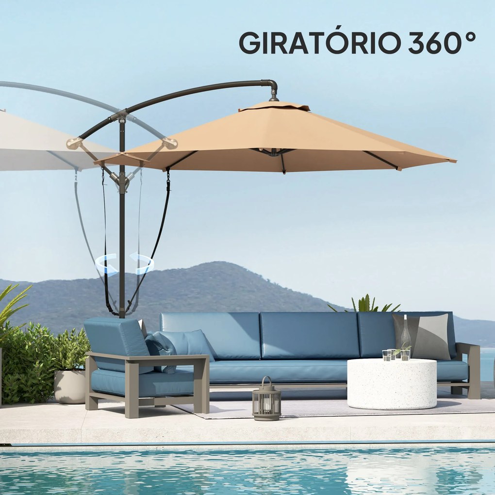Chapéu de Sol Excêntrico Ø 290 cm Chapéu de Sol de Jardim com Base Cru