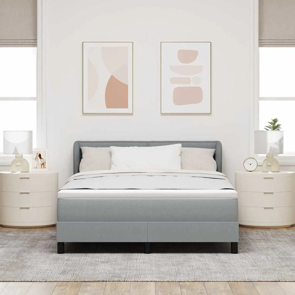 Cama Box Spring vidaXL com Colchão Cinzento Claro 140x200 cm Tecido