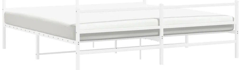 Estrutura de cama com cabeceira e pés 200x200 cm metal branco