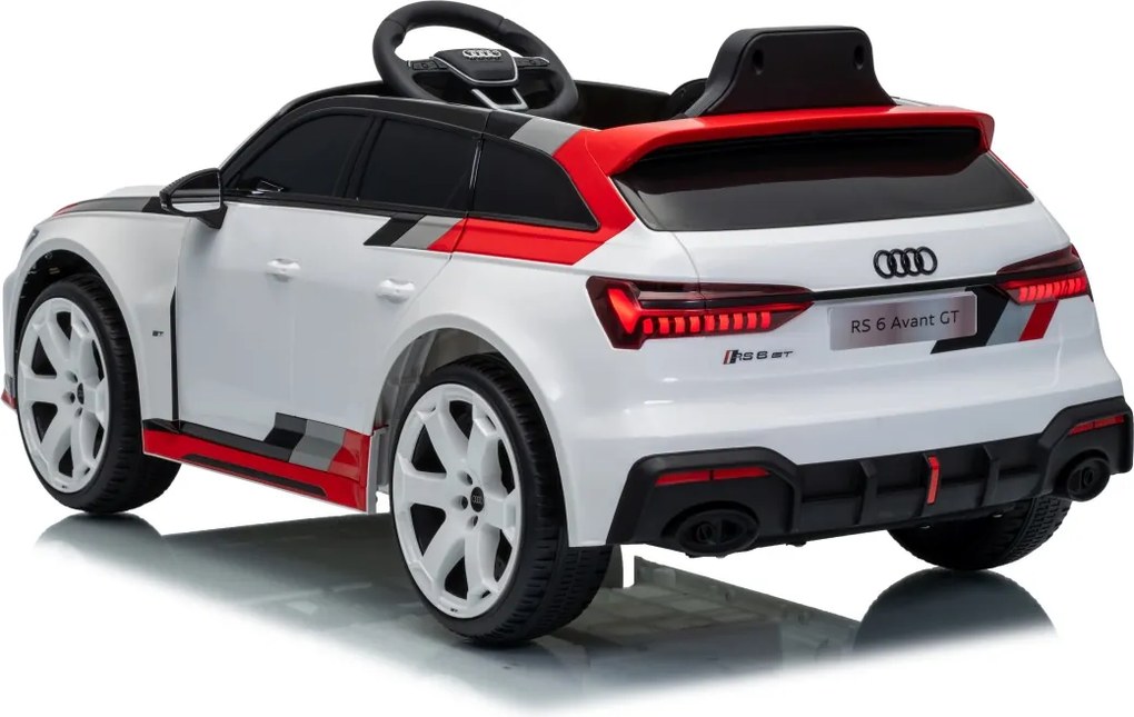 Carro elétrico para Crianças 12V 4x4 Audi RS6 Avant GT Rodas de espuma EVA, Assento Couro ecológico Branco