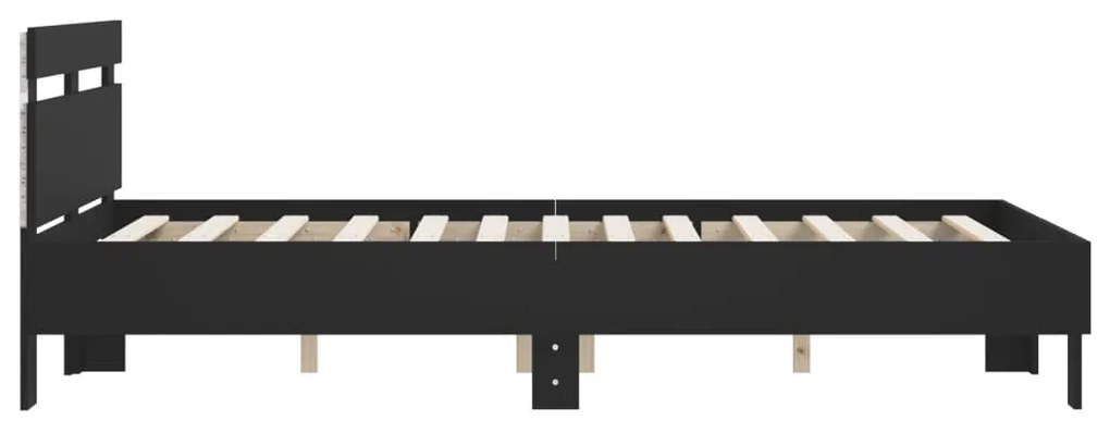 Estrutura de cama com cabeceira e luzes LED 135x190 cm preto