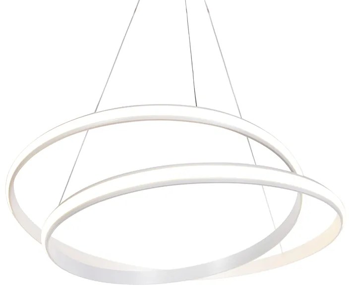 Candeeiro de suspensão moderno branco 74 cm com LED regulável - Rowan Moderno