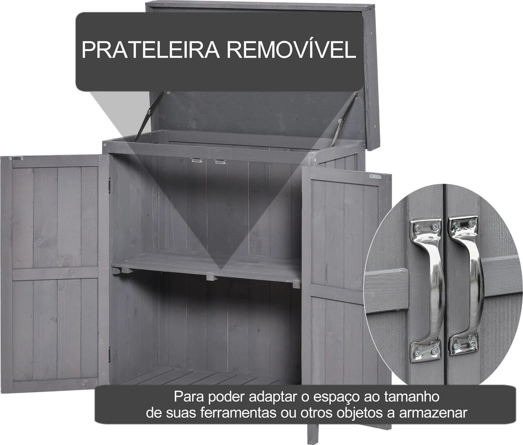 Armário de Jardim de Madeira 74x43x88 cm Armário de Exterior para Arma