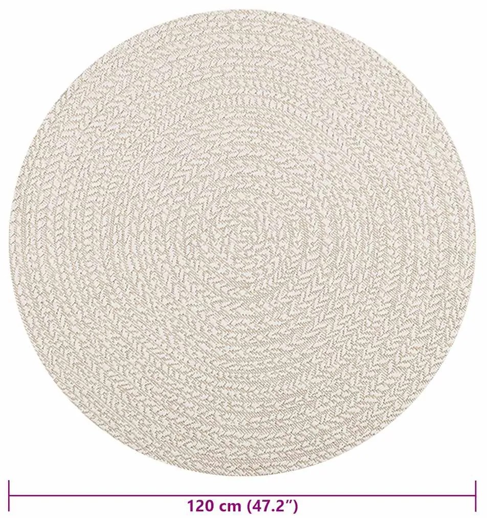 Tapete ZIZUR creme Ø 120 cm aspeto de juta interior e exterior