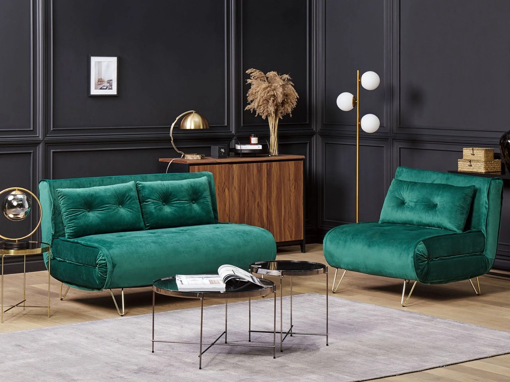 Sofá-cama de 1 lugar em veludo verde escuro VESTFOLD Beliani