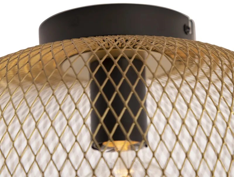 Candeeiro de teto moderno preto com dourado - Bliss Mesh Moderno