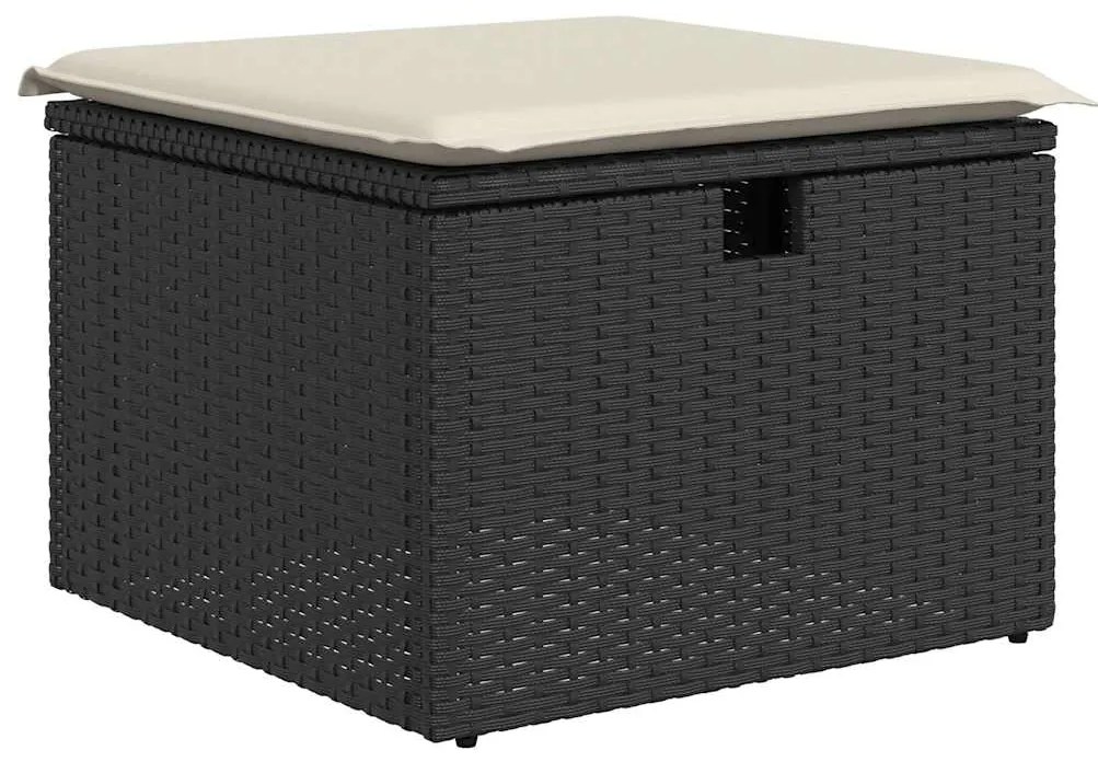 7 pcs conjunto de sofás p/ jardim c/ almofadões vime PE preto