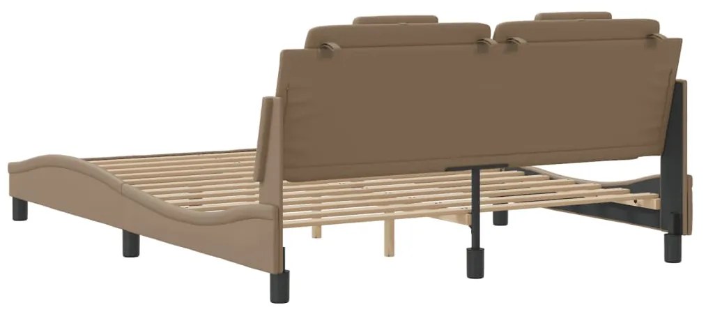 Estrutura cama cabeceira 160x200 cm couro artificial cappuccino