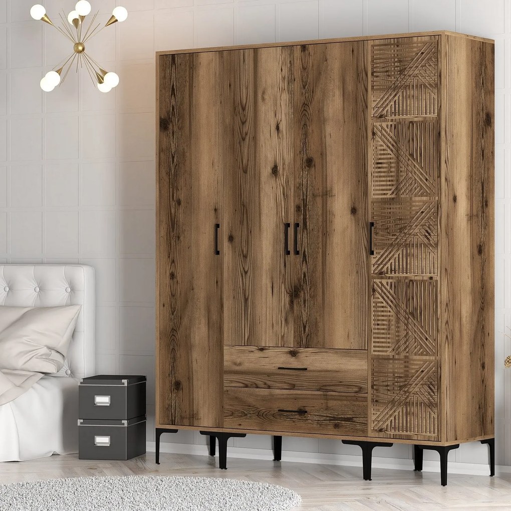 Roupeiro Kumsal STP – Nogueira – 160x47,5x201,4 cm