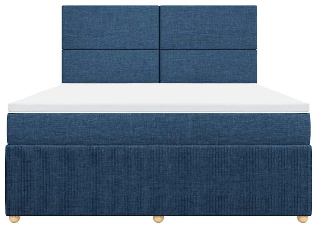 Cama com molas/colchão 180x200 cm tecido azul