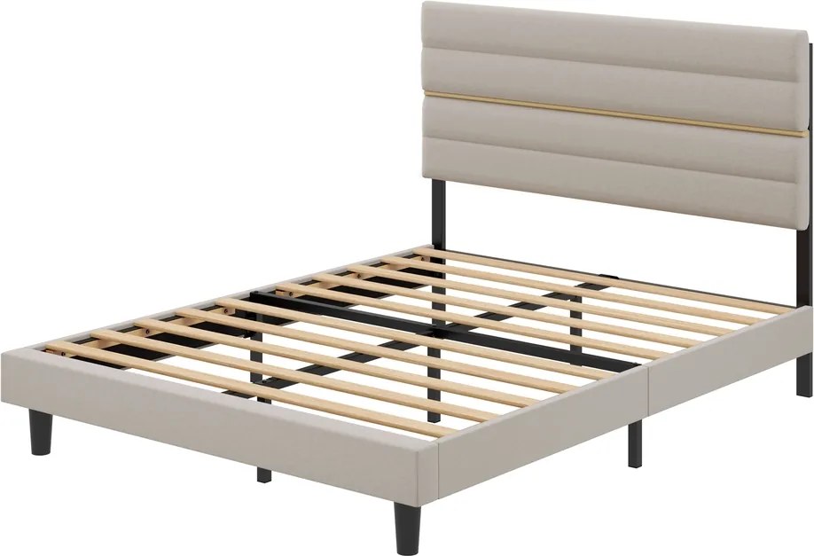 Estrutura de cama de casal, adequada para colchões de 160 x 200 cm (NÃO INCLUIDO) bege
