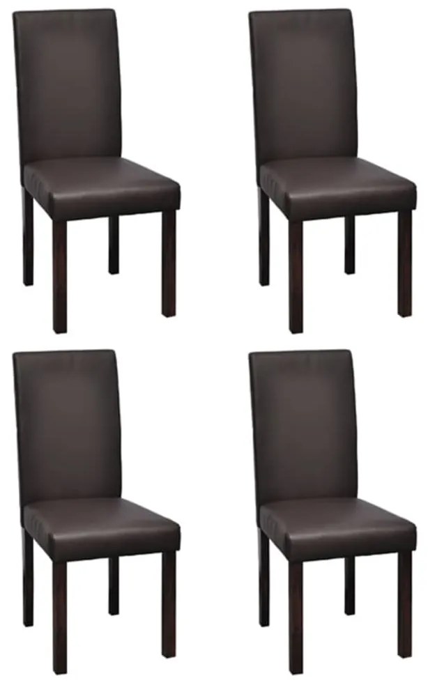 vidaXL Cadeiras de jantar 4 pcs couro artificial castanho