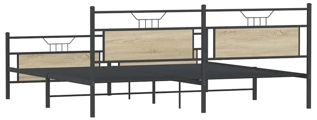 Estrutura de cama sem colchão 200x200cm metal carvalho sonoma