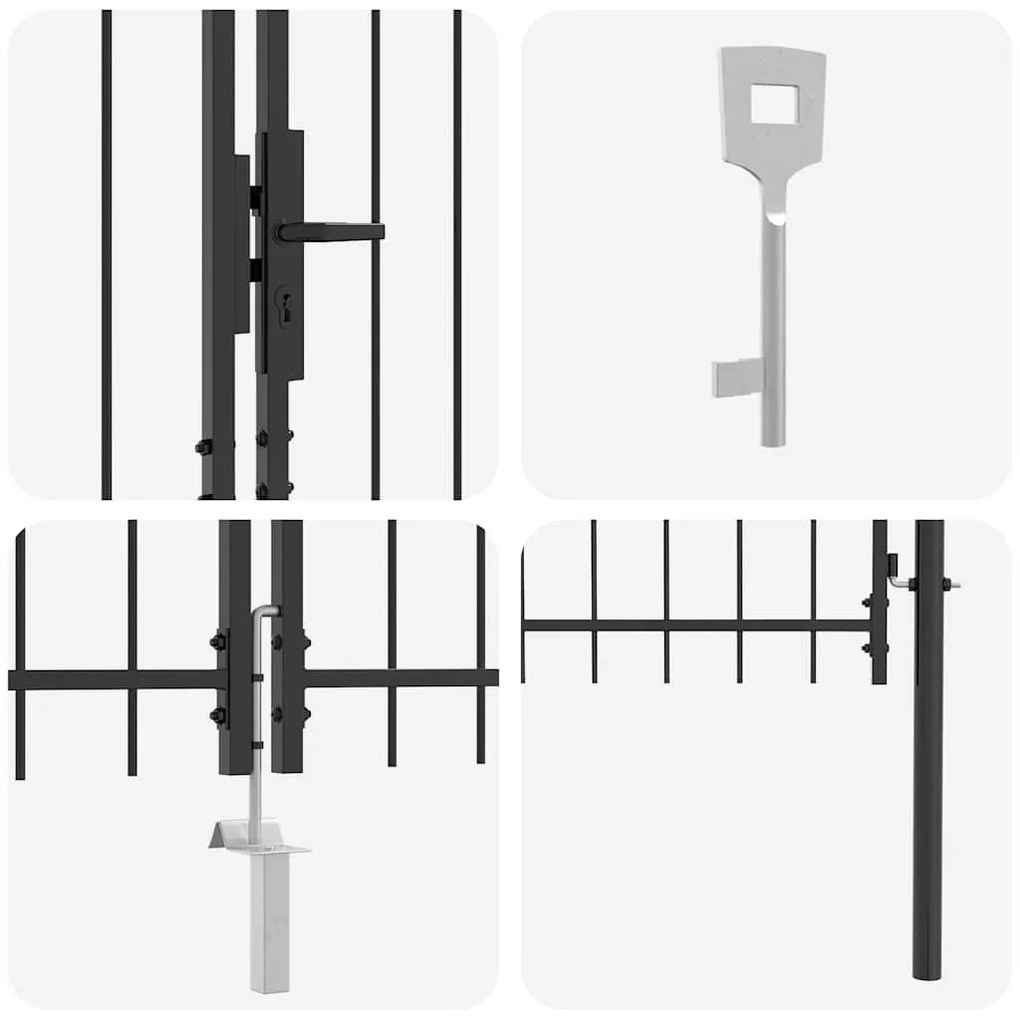 Portão de Jardim com Ponta de Lança Dupla Cinza 125x300 cm Aço