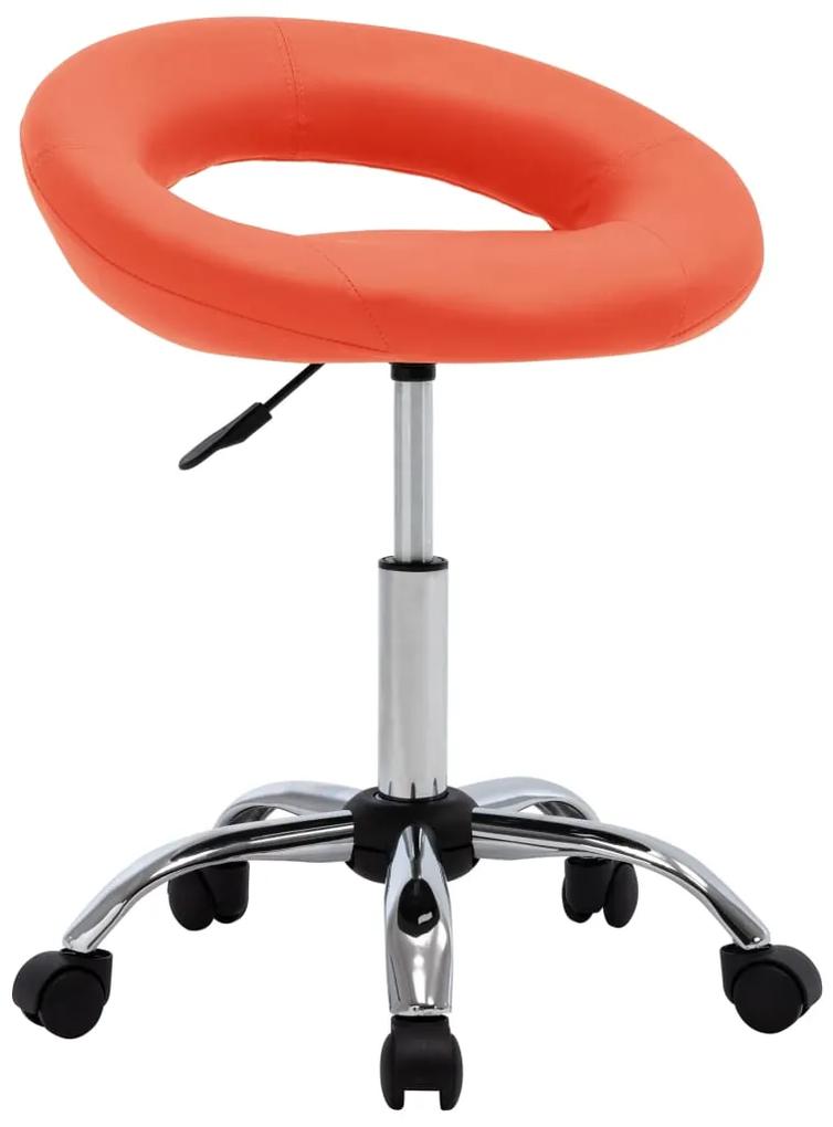 323670 vidaXL Cadeira de trabalho com rodas couro artificial laranja