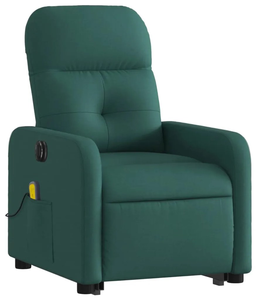 Poltrona elétrica elevatória massagens tecido verde-escuro