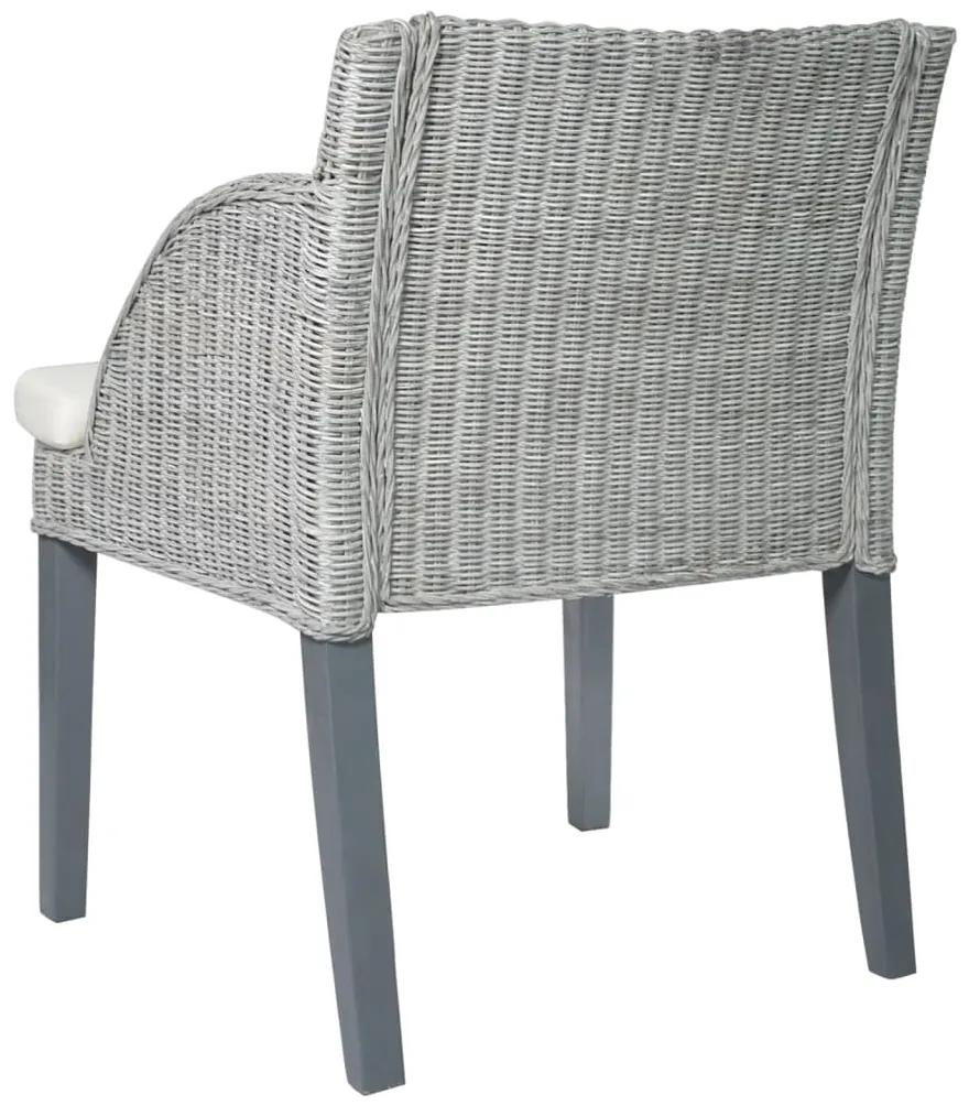 Cadeira de jantar com almofadão vime natural cinzento