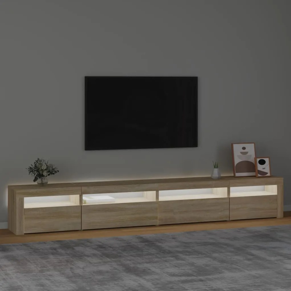 Móvel de TV com luzes LED 270x35x40 cm carvalho sonoma