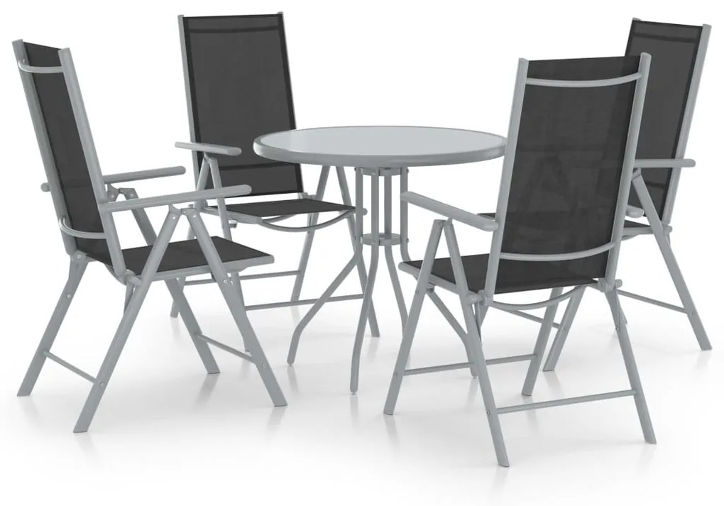 vidaXL 5 pcs conjunto jantar p/ jardim alumínio e textilene prateado