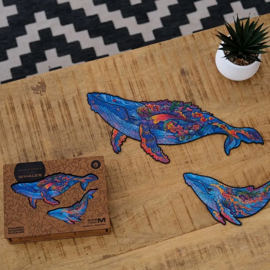 444685 UNIDRAGON Puzzle de madeira 172 pcs Milky Whales Medium 33x20 cm