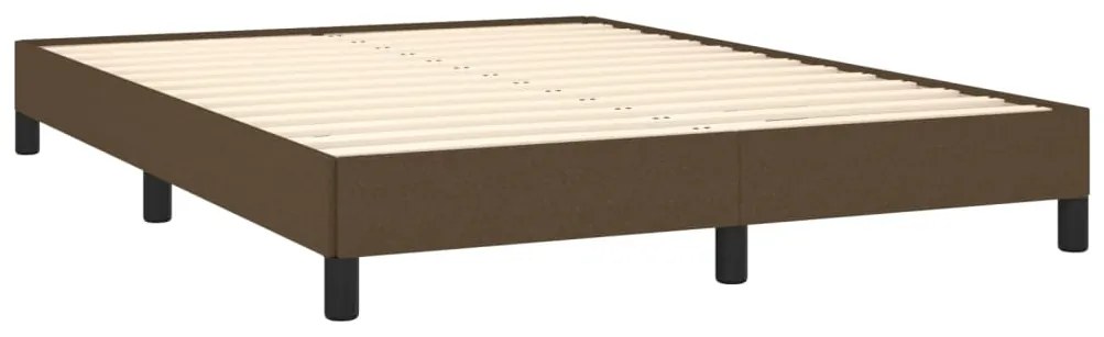 Estrutura de cama 140x190 cm tecido castanho-escuro