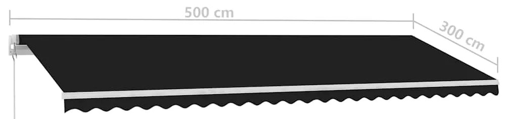 Toldo retrátil manual com LED 500x300 cm antracite