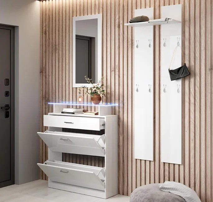 Conjunto de Sapateira, Espelho e Cabide HYGGE para Hall de Entrada - B