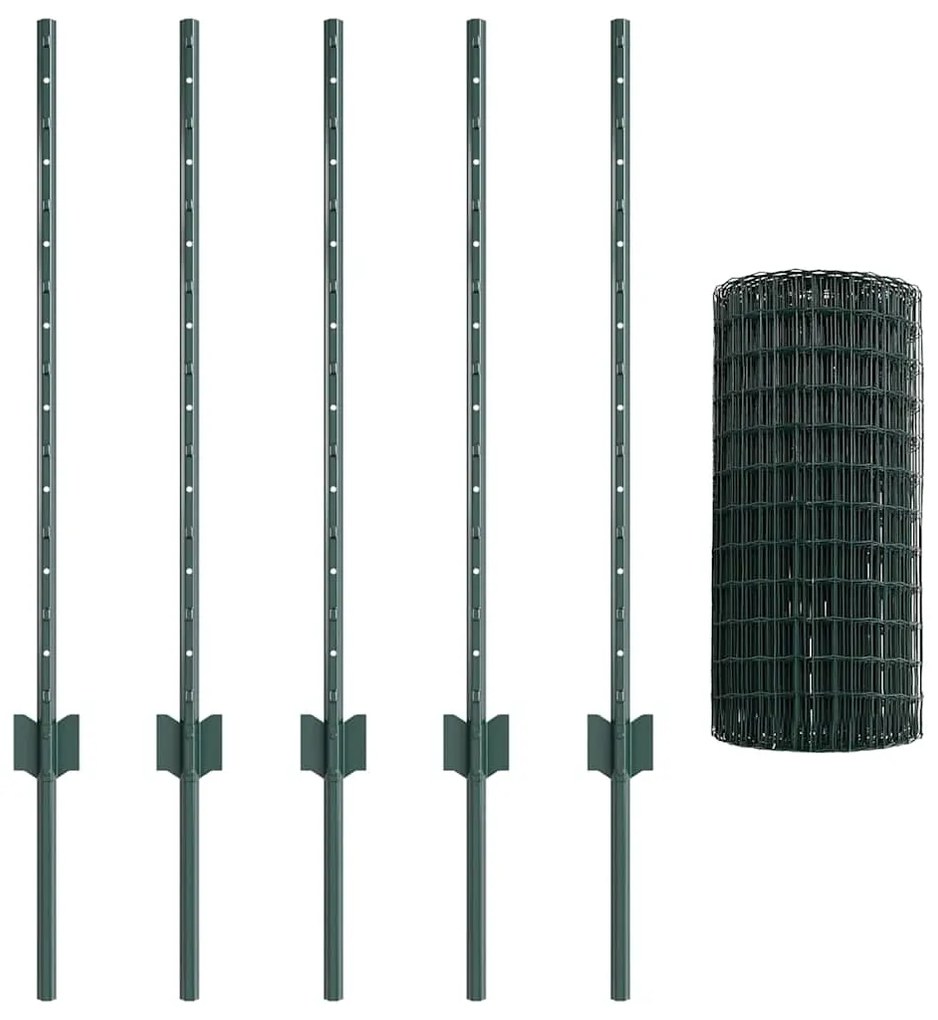 Conjunto de Cerca de Jardim Conjunto de 2 Verde Aço 10 x 0.8 m