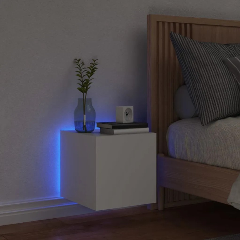 Móvel de parede para TV com luzes LED 30,5x35x30 cm branco