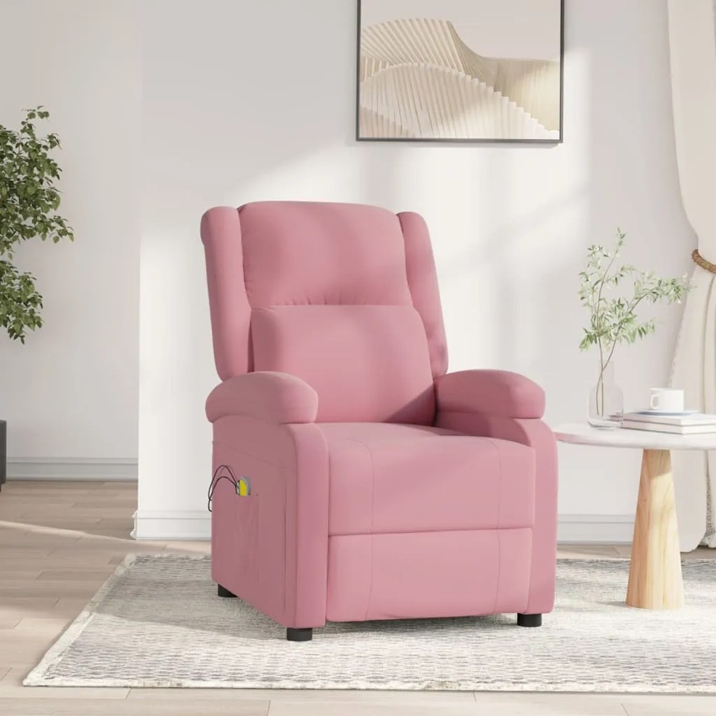 vidaXL Poltrona de massagens elétrica veludo rosa