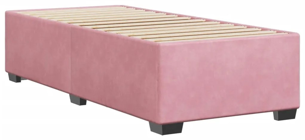 Estrutura de cama 90x190 cm veludo rosa