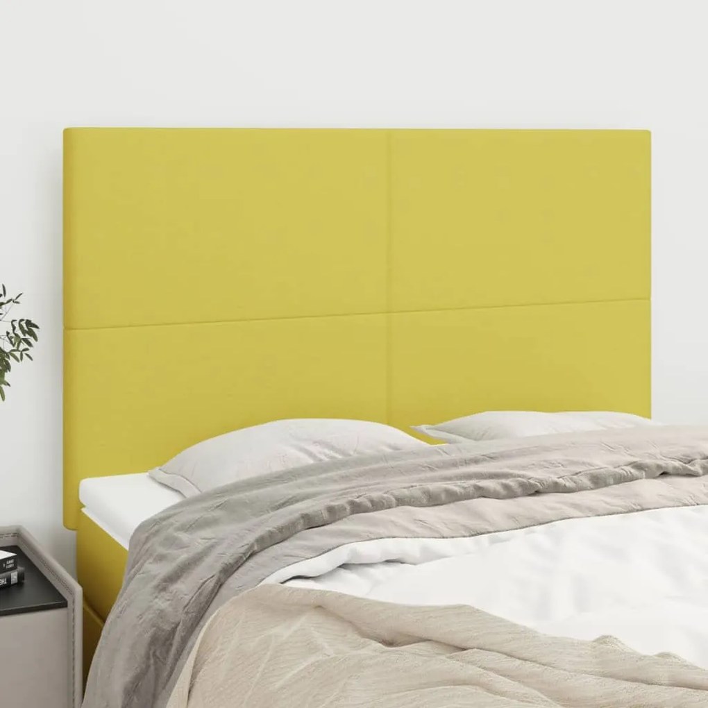 vidaXL Cabeceira de cama 4 pcs tecido 72x5x78/88 cm verde