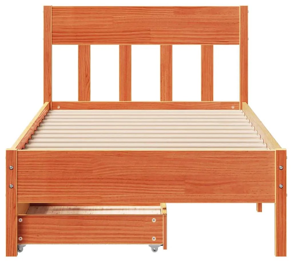 Cama sem colchão 90x200 cm pinho maciço castanho-mel