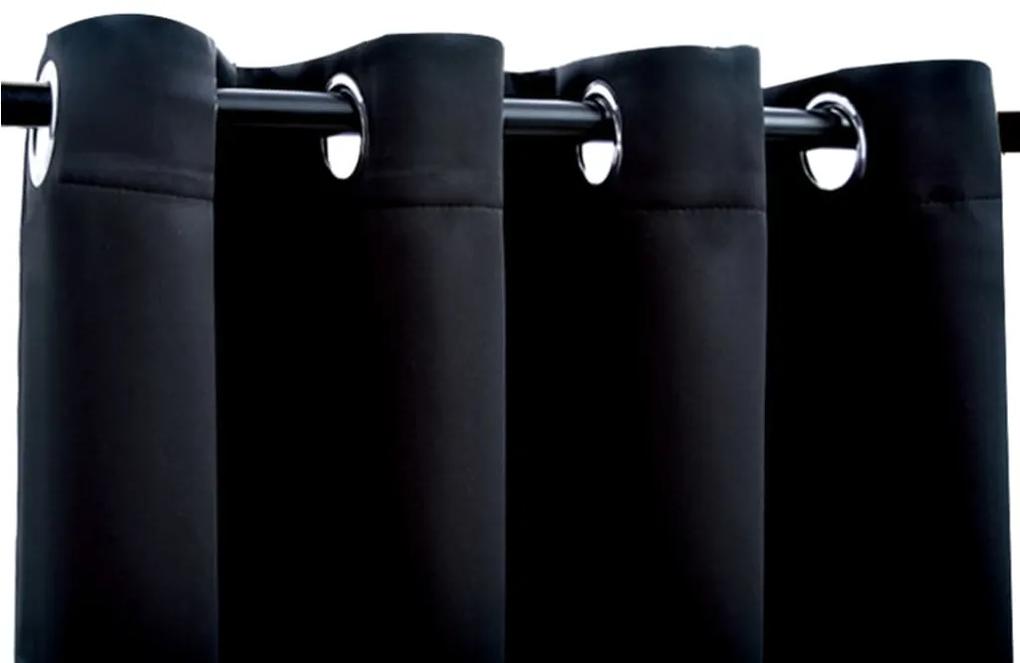 Cortinas blackout com argolas em metal 2 pcs 140x245 cm preto