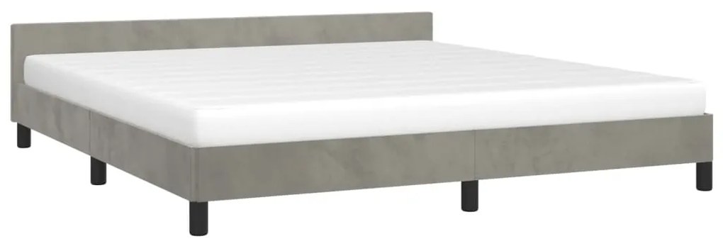 Estrutura de cama c/ cabeceira 160x200 cm veludo cinzento-claro