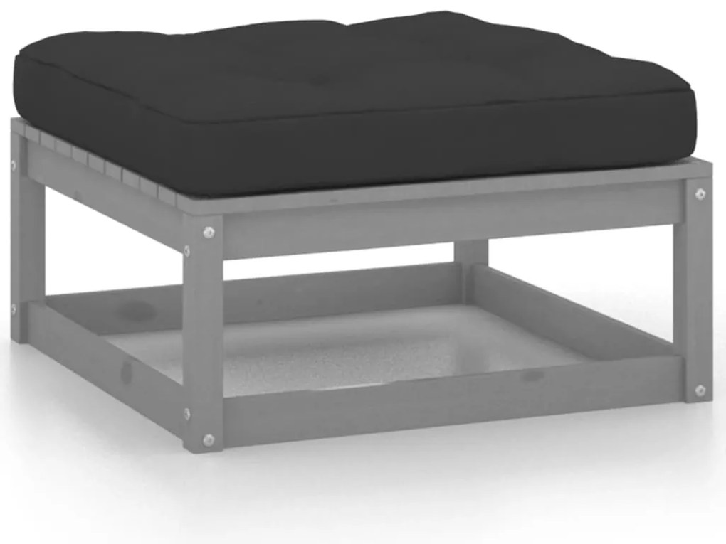 7pcs conjunto lounge de jardim c/ almofadões pinho maciço cinza