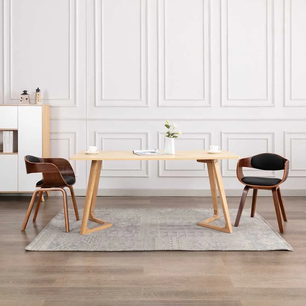 vidaXL Cadeiras jantar 2 pcs madeira curvada e couro artificial