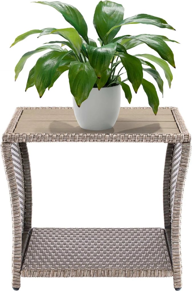 Mesa de apoio Jardim Polyrattan Vedis 45x45x40cm creme
