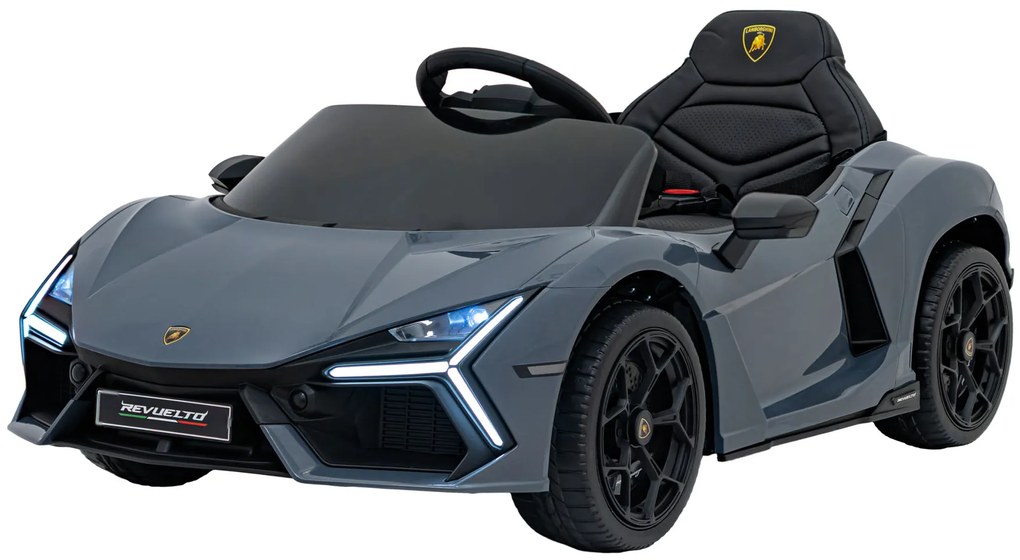 Carro elétrico para Crianças Lamborghini Revuelto 12V 4x4 Rodas Espuma EVA, Assento couro ecológico Cinzento